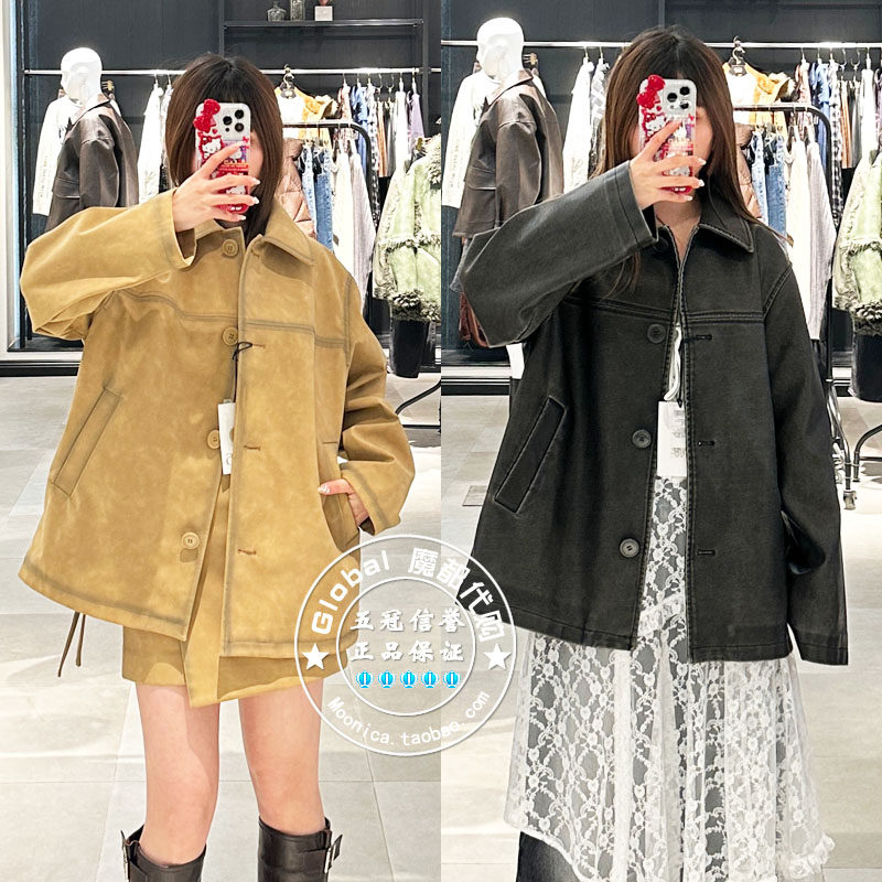 仿皮夹克外套SLY日系休闲女