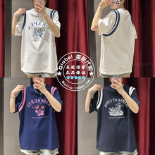 特价 MOUSSY国内代购 24夏圆领拼色边印花短袖T恤衫028HSZ90-1021