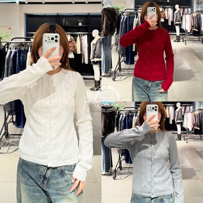 SLY圆领纽扣针织开衫上衣女