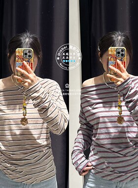 MOUSSY国内代购 26春夏 日系条纹长袖T恤衫上衣女 028JSA90-1027