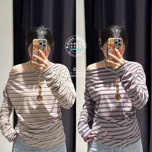 028JSA90 MOUSSY国内代购 1027 上衣女 T恤衫 26春夏 日系条纹长袖