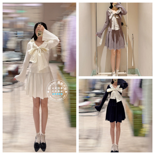 SNIDEL 国内代购25冬 荷叶边蝴蝶结针织衫百褶半裙套装SWNO255084