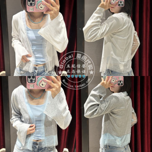 MOUSSY代购 028ISA70 25春夏 上衣女 2561 休闲拼色针织开衫 特价