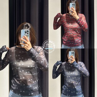 MOUSSY代购 028IAA01 25秋蒙奇奇轻薄微透长袖 T恤衫 1019 修身 特价