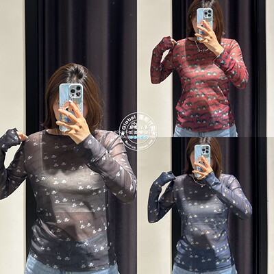 特价 MOUSSY代购 25秋蒙奇奇轻薄微透长袖修身T恤衫028IAA01-1019