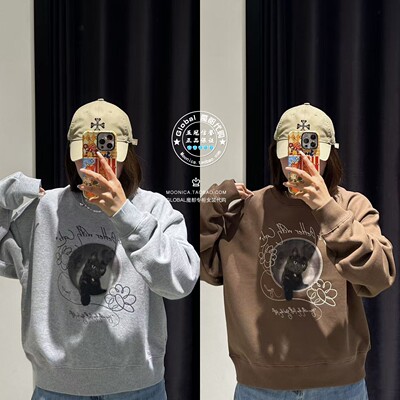 MOUSSY复古圆领棉卫衣上衣女