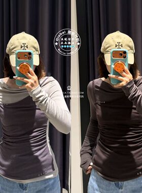 MOUSSY26秋假两件拼接长袖T恤衫