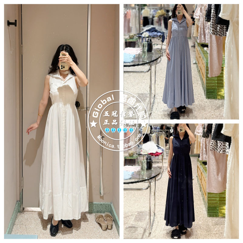 SNIDEL无袖连衣裙大翻领单排扣