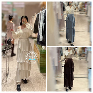 SNIDEL 国内代购 25秋 优雅高腰不规则荷叶边半身裙 SWFS254265