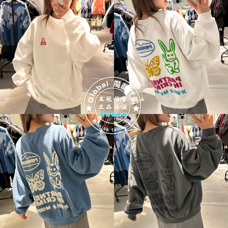 MOUSSY国内代购 24春夏 x-girl系列印花卫衣上衣女 010GAQ01-5250 女装/女士精品 卫衣/绒衫 原图主图