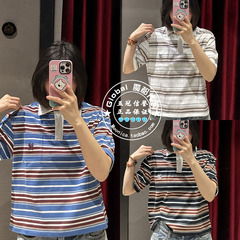 特价 MOUSSY国内代购 25夏休闲条纹polo领短袖T恤衫028ISZ90-0831