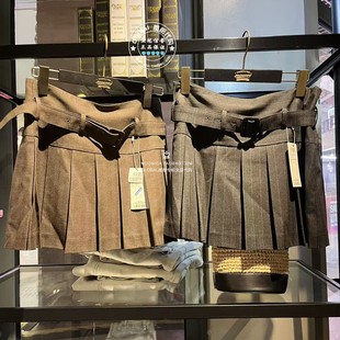 半身裙子010IA331 特价 纯色高腰短款 25秋冬 7031 MOUSSY国内代购