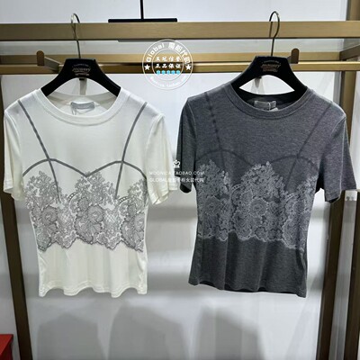 特价MOUSSY26春夏蕾丝拼接T恤衫