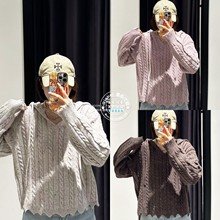 MOUSSY国内代购 25秋冬 羊毛宽松连帽针织衫外套女 028IAA70-1511