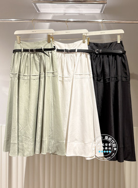 FRAY I.D国内代购 25冬 高腰腰带褶皱优雅气质半身裙FWFS254117