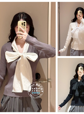 SNIDEL 国内代购 25秋冬 百搭蝴蝶结领带针织衫 SWNT255166