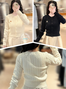 SNIDEL 国内代购 25秋冬 小熊刺绣圆领针织短开衫 SWNT255132