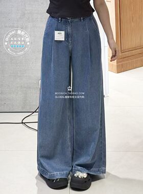 MOUSSY日系水洗阔腿牛仔裤子女
