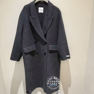 NUTS女装国内代购 2025冬 纯色翻领简约中长款毛呢大衣6431510A1