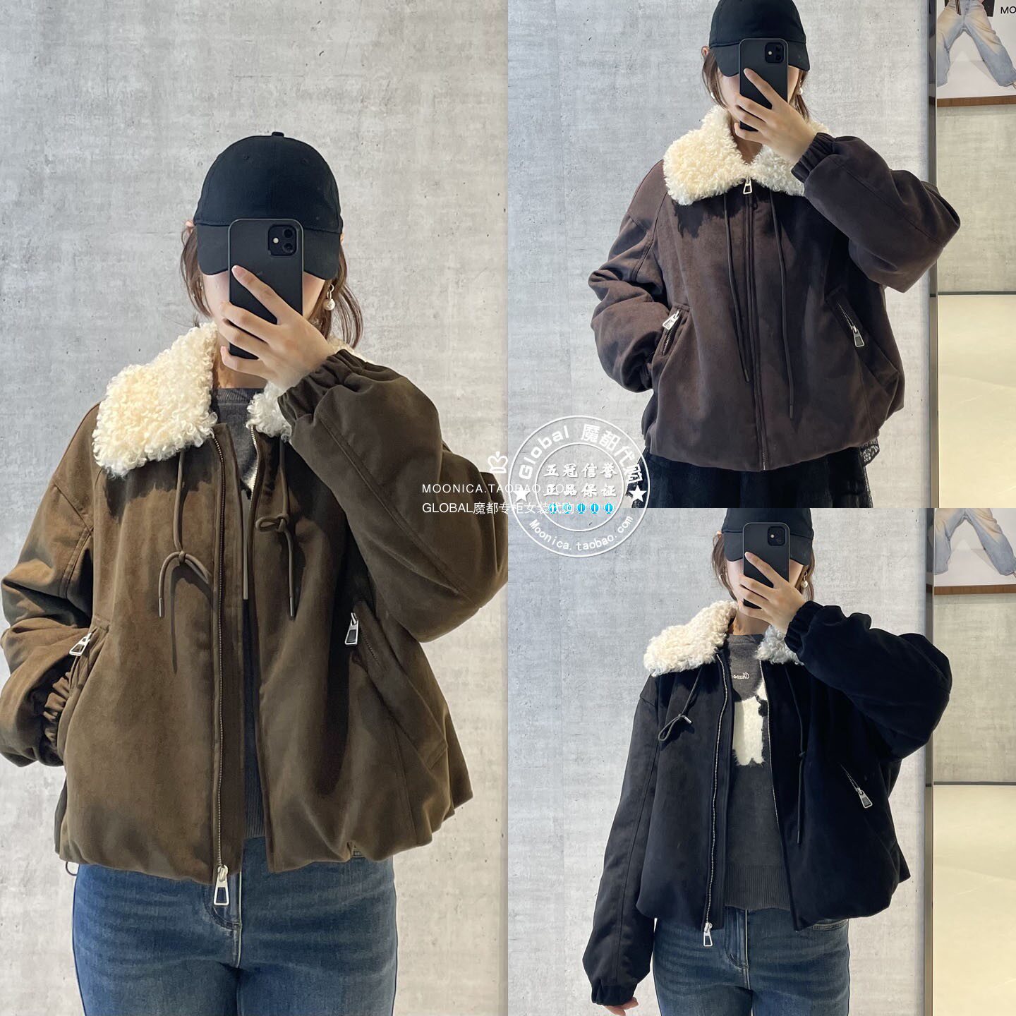MOUSSY26秋冬仿皮做旧羽绒棉服