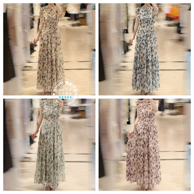 SNIDEL连衣裙印花褶边百搭收腰