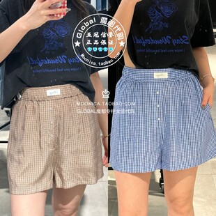 子女010IS431 特价 格纹松紧腰休闲短裤 25夏 3831 MOUSSY国内代购
