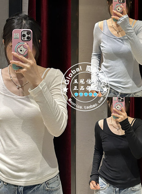 MOUSSY国内代购 25春夏 日系修身针织打底T恤衫女 028ISA80-2651