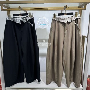特价 MOUSSY国内代购 26春夏 拼接翻边阔腿休闲裤子028JSC31-1057