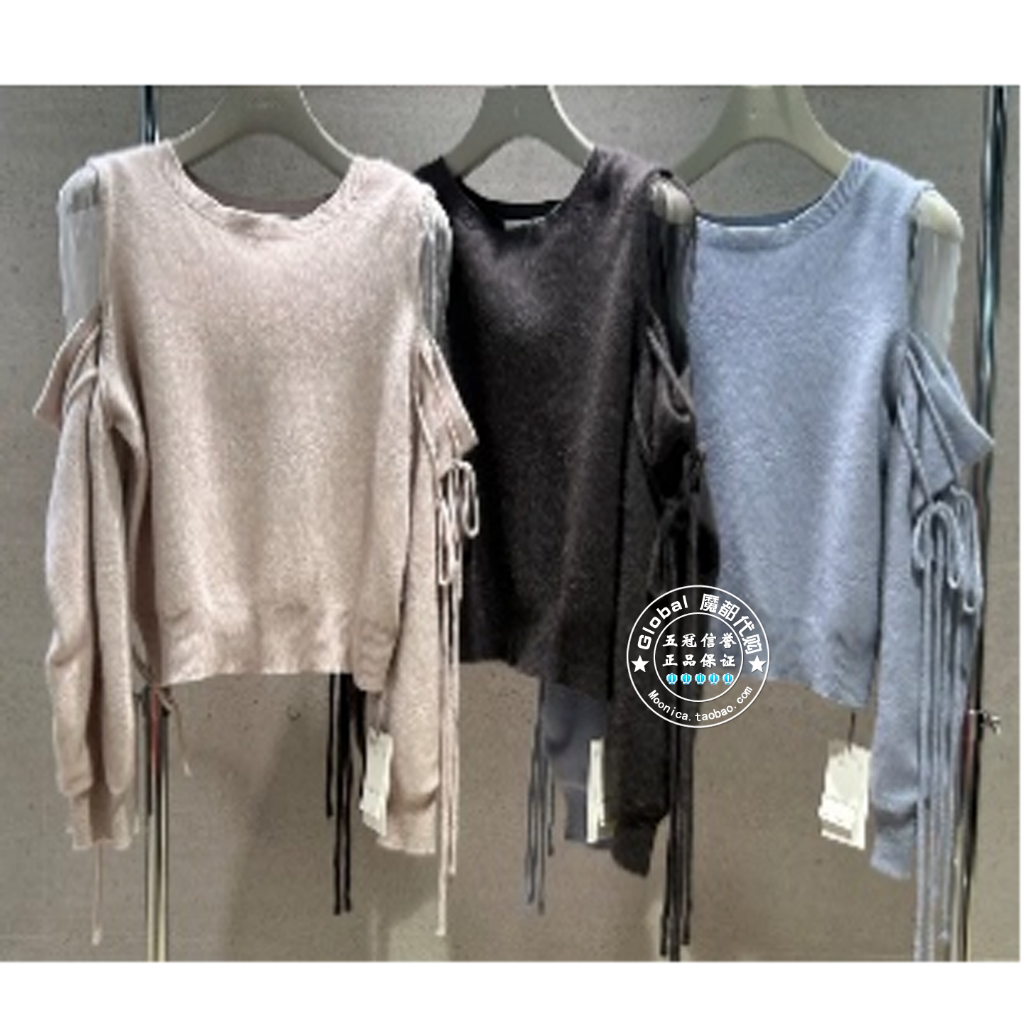 SNIDEL针织衫圆领透视肩百搭