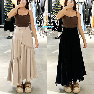 半身裙子MOUSSY不规则中长款日系