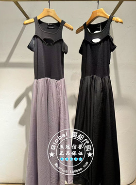 INITIAL国内代购 25春 女圆领露肩拼接连衣裙25SDNFLMXX097不退换