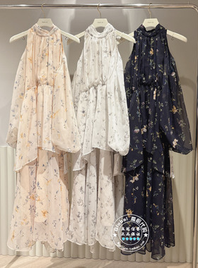 FRAY I.D国内代购 26春 印花露肩气质优雅雪纺连衣裙FWFO261021