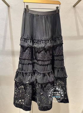 INITIAL国内代购25冬纯色绣花镂空气质半身裙25WKTFPMXX126不退换