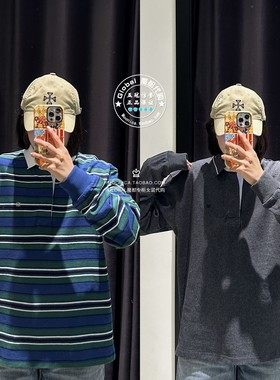 特价 MOUSSY代购 25冬 日系拼色翻领针织T恤衫上衣010IA490-6661