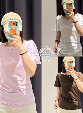 MOUSSY国内代购 26夏 日系纯色修身系带短袖T恤衫女028JSZ80-1029