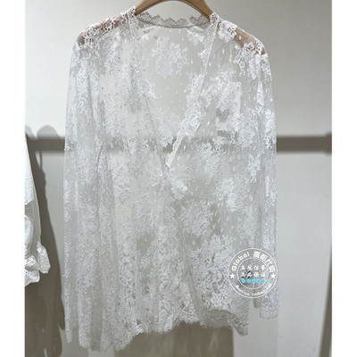 MOFAN/摩凡蕾丝上衣V领长袖防晒