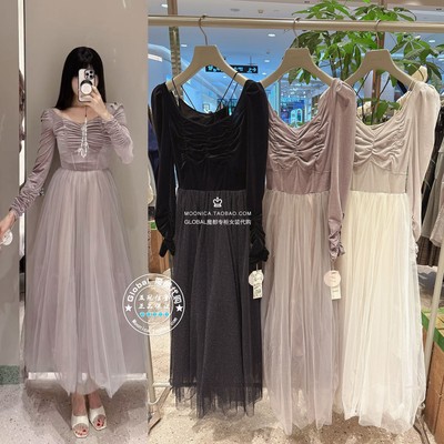 SNIDEL连衣裙拼接薄纱露背联名