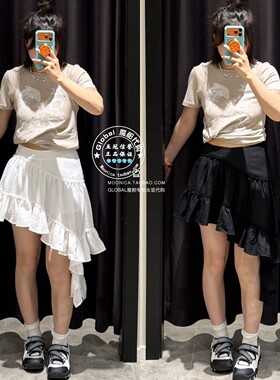 MOUSSY国内代购 26夏 日系不规则下摆显瘦半身裙子 028JSZ31-1044