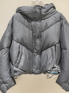 NUTS女装国内代购 25冬 纯色连帽抽绳简约短款羽绒服6430923A1