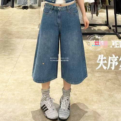 MOUSSY日系复古中长直筒牛仔裤女