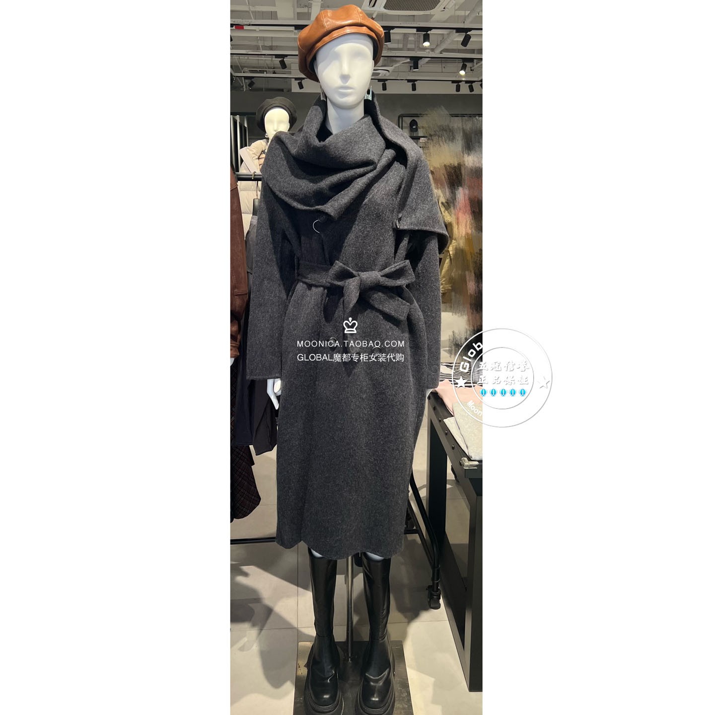 MOUSSY羊绒披肩大衣外套女