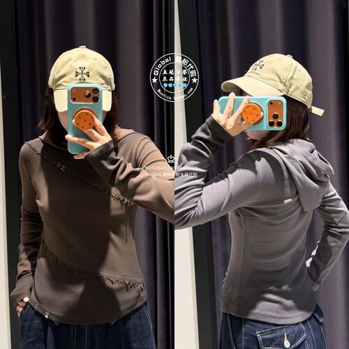 MOUSSY国内代购 26秋冬 日系修身连帽卫衣上衣女 028JAZ80-1739