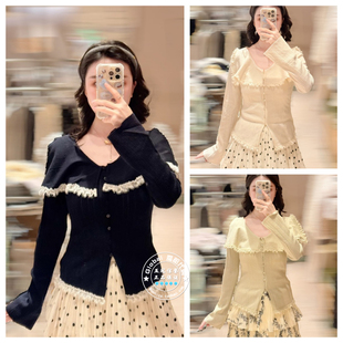 SNIDEL 国内代购 26早春 流苏大翻领针织开衫上衣女 SWNT261018