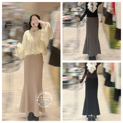 SNIDEL半身裙鱼尾高腰纯色百搭