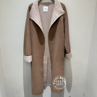 NUTS女装国内代购 2025冬 翻领系带中长款羊毛毛呢大衣6431539A1