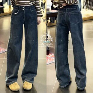 特价 MOUSSY国内代购 25冬 加绒保暖高腰直筒牛仔裤028IAA12-1008