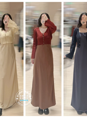 SNIDEL 国内代购 25秋冬 缎面吊带连衣裙针织开衫套装 SWNO255280