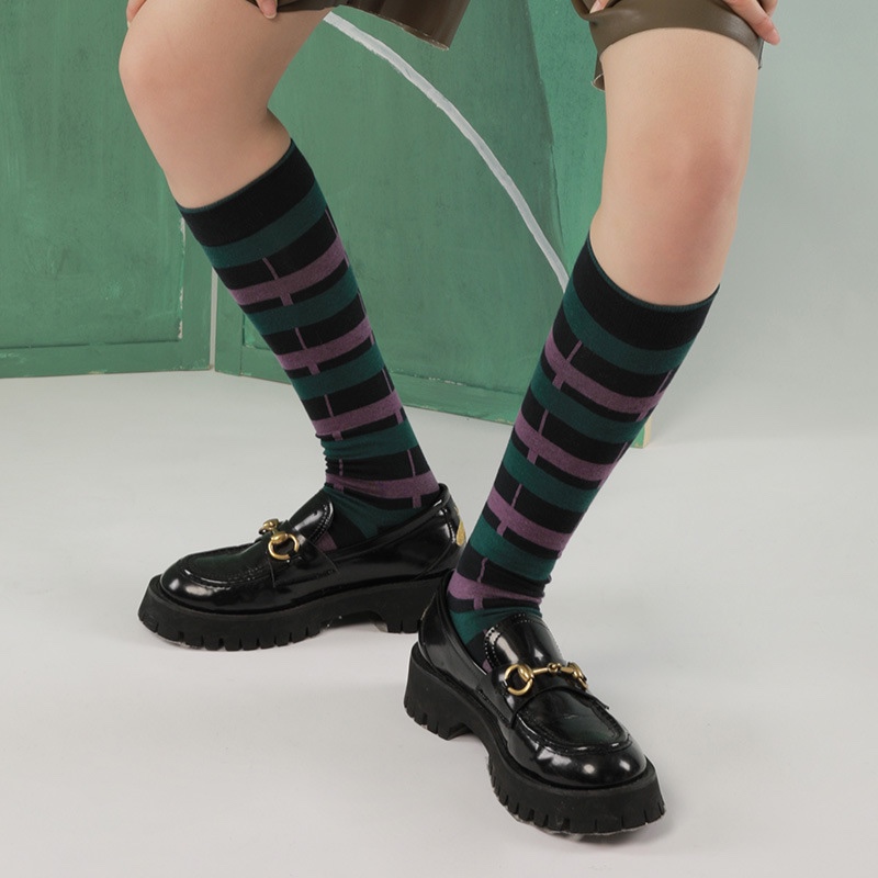 JK条纹女棉小腿袜学院百搭复古