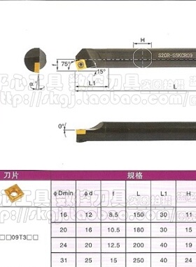 皇冠信誉】数控车刀/75度内孔车刀/车刀杆S12M-SSKCR09 12柄正刀