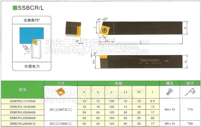 【皇冠信誉】75度螺钉式数控外圆车刀杆/SSBCL1212H09 12方反刀